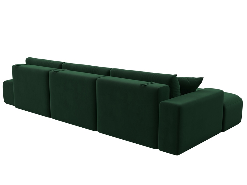 Диван угловой Лига-036 НПБ Модерн Лонг левый угол, Велюр, SEVEN 626 зеленый