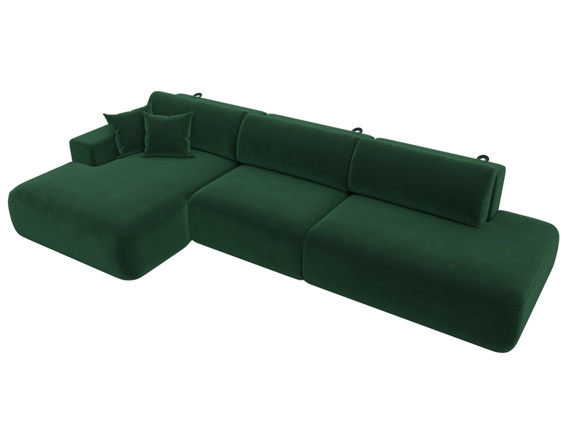 Диван угловой Лига-036 НПБ Модерн Лонг левый угол, Велюр, SEVEN 626 зеленый