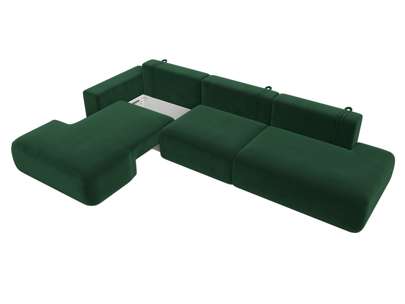 Диван угловой Лига-036 НПБ Модерн Лонг левый угол, Велюр, SEVEN 626 зеленый