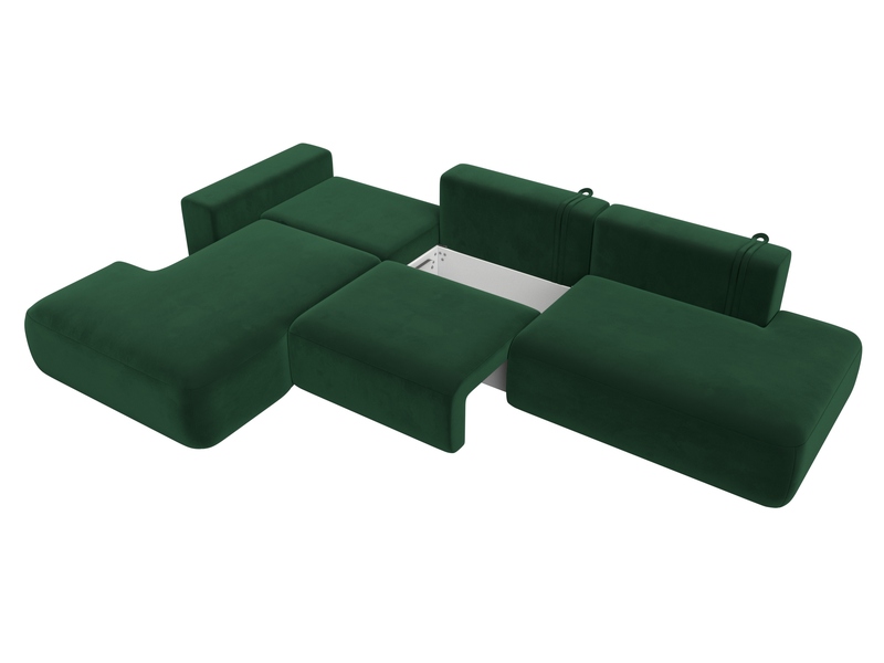 Диван угловой Лига-036 НПБ Модерн Лонг левый угол, Велюр, SEVEN 626 зеленый