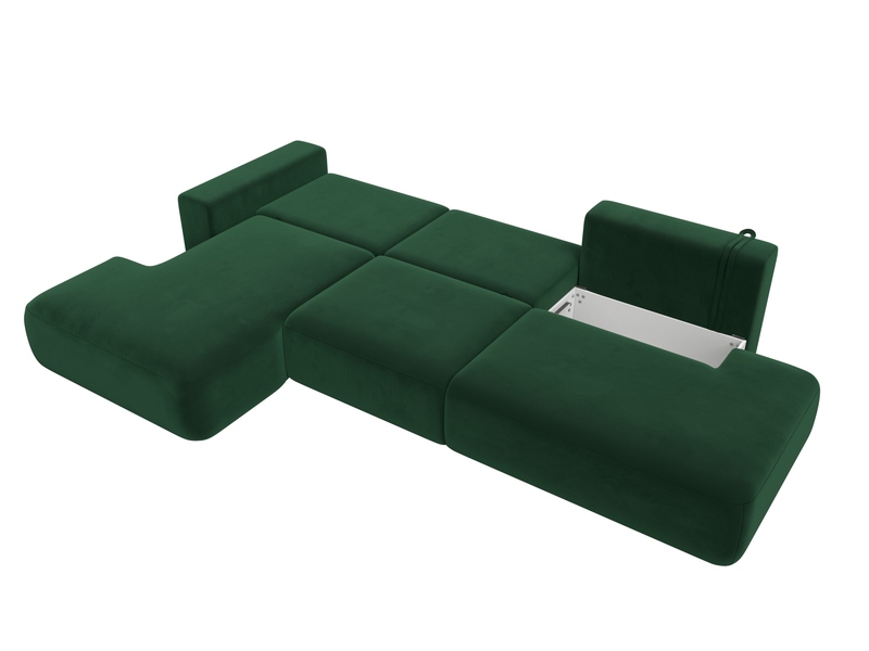 Диван угловой Лига-036 НПБ Модерн Лонг левый угол, Велюр, SEVEN 626 зеленый