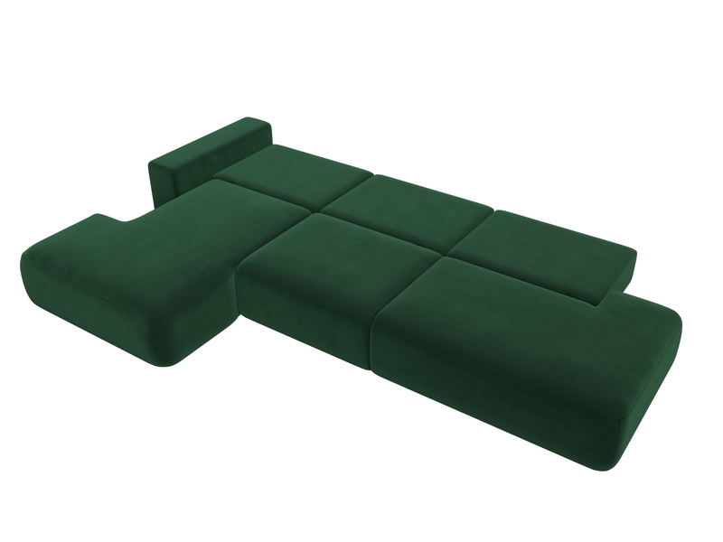 Диван угловой Лига-036 НПБ Модерн Лонг левый угол, Велюр, SEVEN 626 зеленый