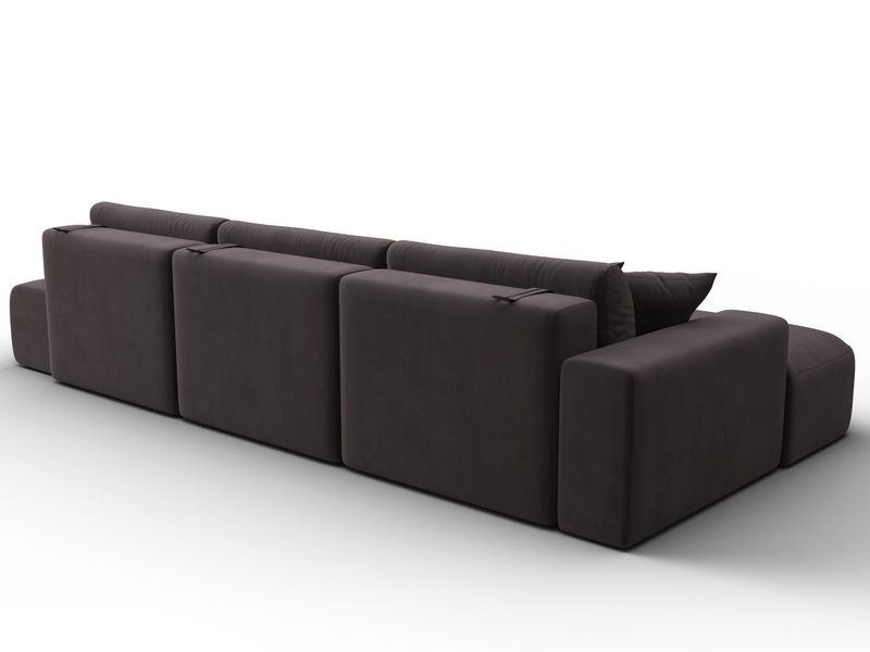 Диван угловой Лига-036 НПБ Модерн Лонг левый угол, Велюр, SEVEN 727 коричневый