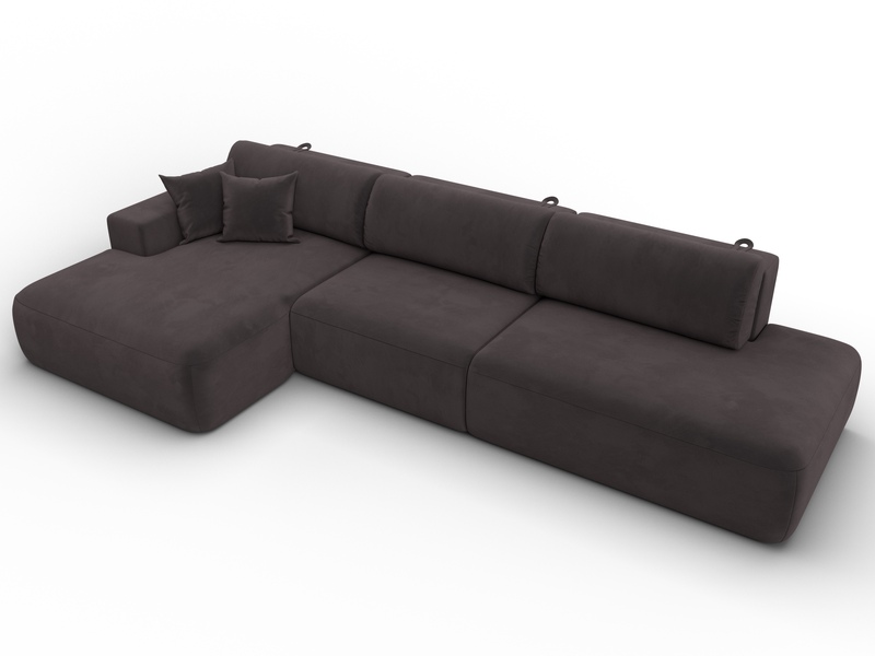 Диван угловой Лига-036 НПБ Модерн Лонг левый угол, Велюр, SEVEN 727 коричневый