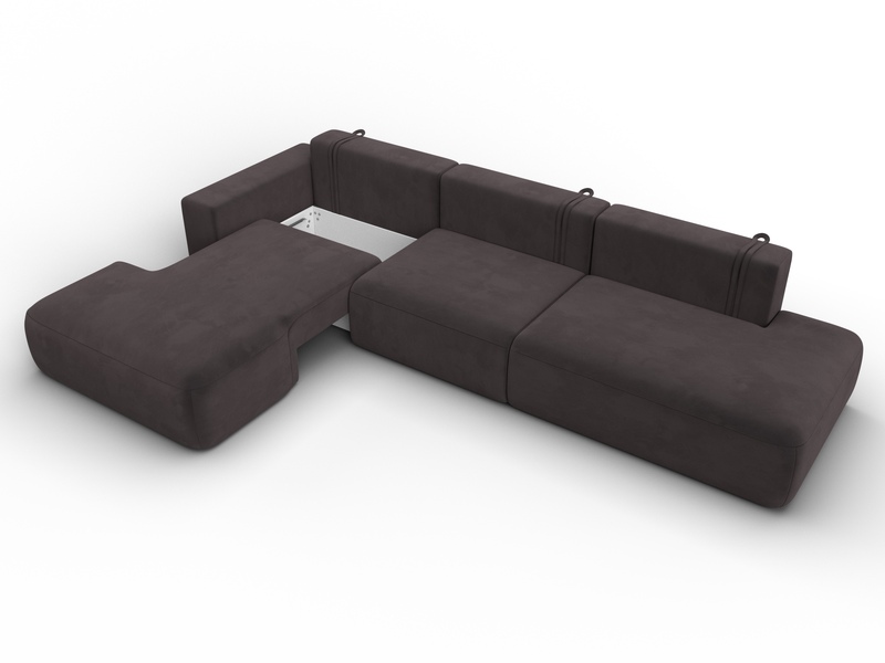 Диван угловой Лига-036 НПБ Модерн Лонг левый угол, Велюр, SEVEN 727 коричневый
