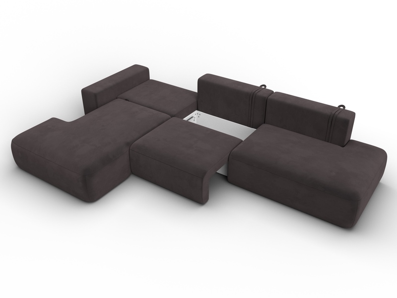 Диван угловой Лига-036 НПБ Модерн Лонг левый угол, Велюр, SEVEN 727 коричневый