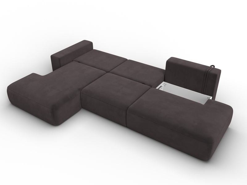 Диван угловой Лига-036 НПБ Модерн Лонг левый угол, Велюр, SEVEN 727 коричневый