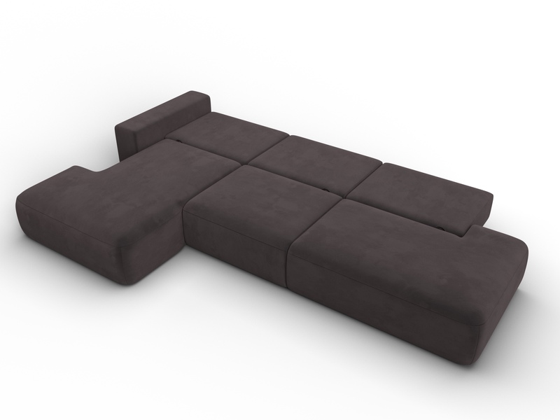 Диван угловой Лига-036 НПБ Модерн Лонг левый угол, Велюр, SEVEN 727 коричневый