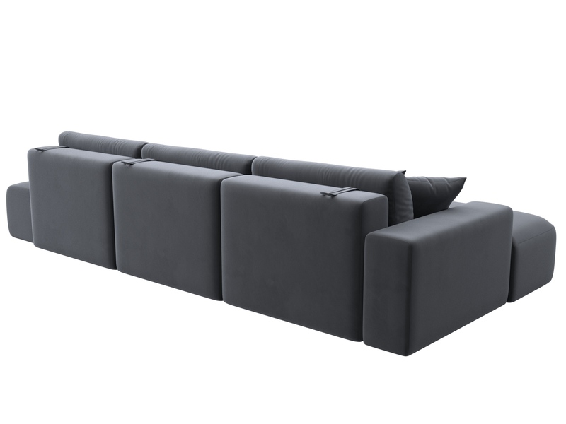 Диван угловой Лига-036 НПБ Модерн Лонг левый угол, Велюр, SEVEN 17 серый