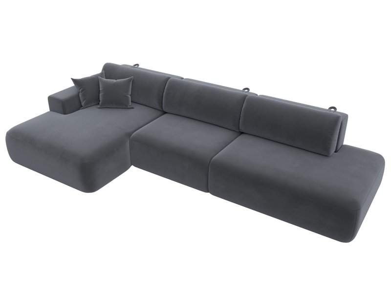 Диван угловой Лига-036 НПБ Модерн Лонг левый угол, Велюр, SEVEN 17 серый
