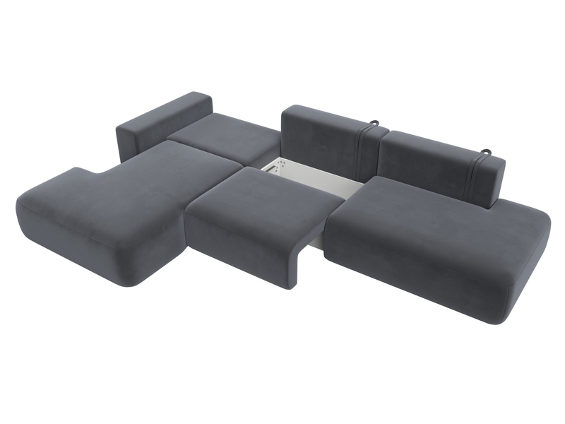 Диван угловой Лига-036 НПБ Модерн Лонг левый угол, Велюр, SEVEN 17 серый