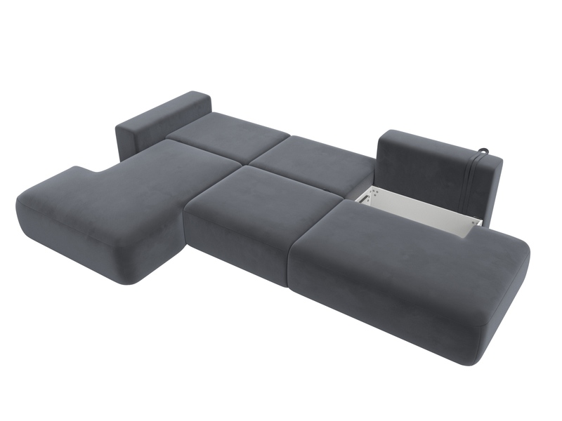 Диван угловой Лига-036 НПБ Модерн Лонг левый угол, Велюр, SEVEN 17 серый