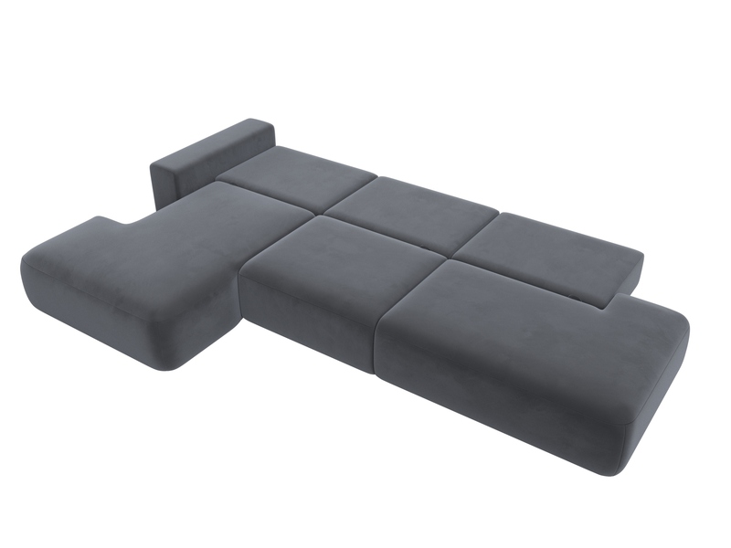 Диван угловой Лига-036 НПБ Модерн Лонг левый угол, Велюр, SEVEN 17 серый