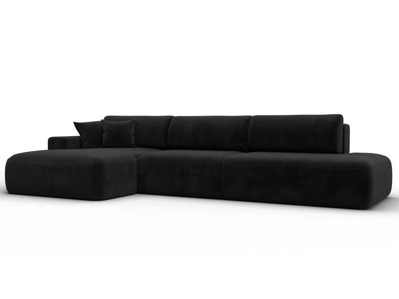 Диван угловой Лига-036 НПБ Модерн Лонг левый угол, Велюр, SEVEN 35 черный