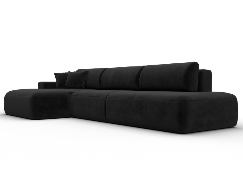 Диван угловой Лига-036 НПБ Модерн Лонг левый угол, Велюр, SEVEN 35 черный