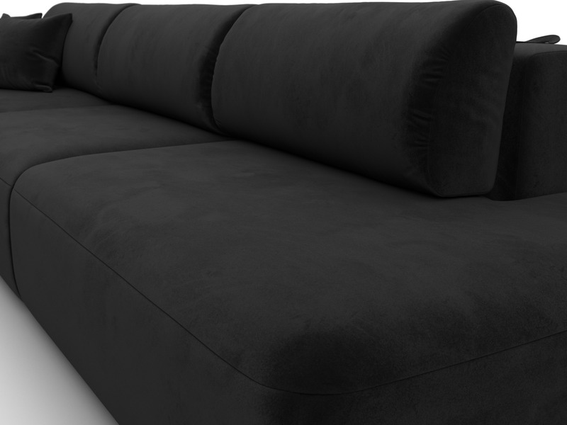 Диван угловой Лига-036 НПБ Модерн Лонг левый угол, Велюр, SEVEN 35 черный