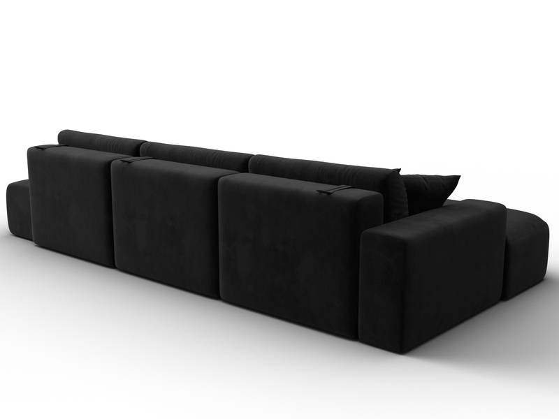 Диван угловой Лига-036 НПБ Модерн Лонг левый угол, Велюр, SEVEN 35 черный