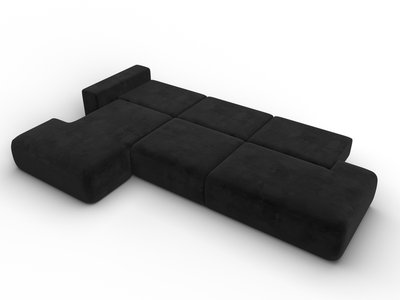 Диван угловой Лига-036 НПБ Модерн Лонг левый угол, Велюр, SEVEN 35 черный