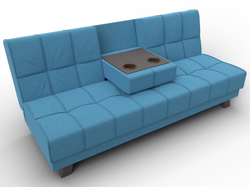 Диван прямой Винсент, Рогожка, Амур 10 голубой