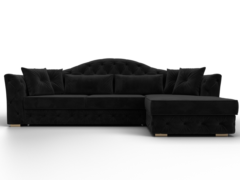 Диван угловой Артис правый угол, Велюр, SEVEN 35 черный