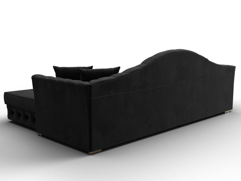 Диван угловой Артис правый угол, Велюр, SEVEN 35 черный