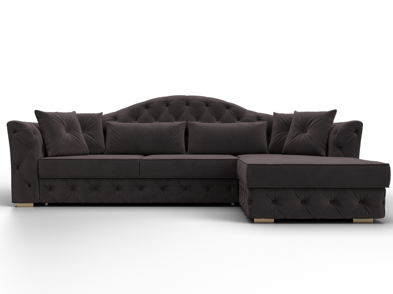 Диван угловой Артис правый угол, Велюр, SEVEN 727 коричневый