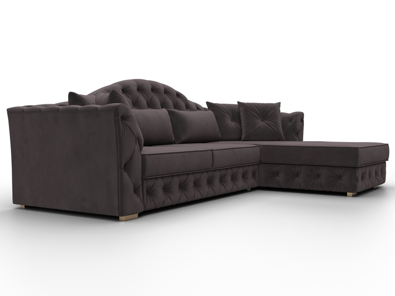 Диван угловой Артис правый угол, Велюр, SEVEN 727 коричневый