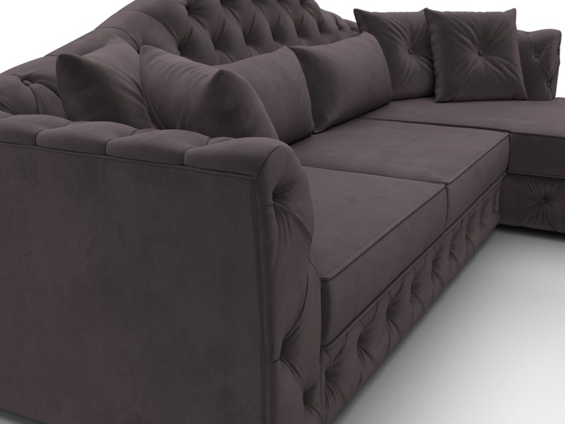 Диван угловой Артис правый угол, Велюр, SEVEN 727 коричневый