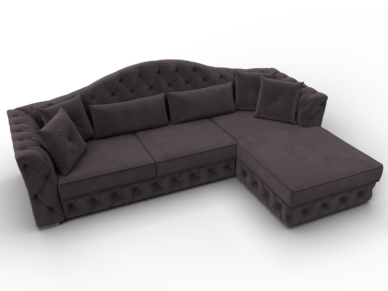 Диван угловой Артис правый угол, Велюр, SEVEN 727 коричневый