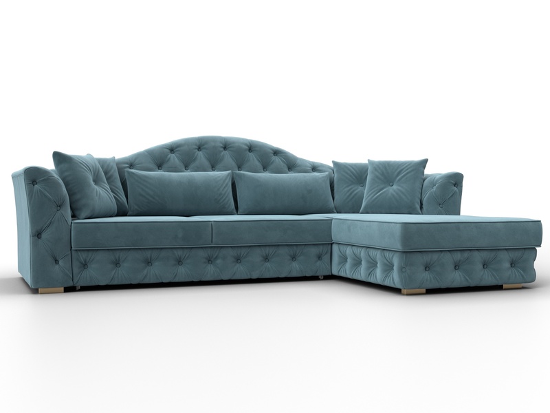 Диван угловой Артис правый угол, Велюр, SEVEN 113 бирюзовый