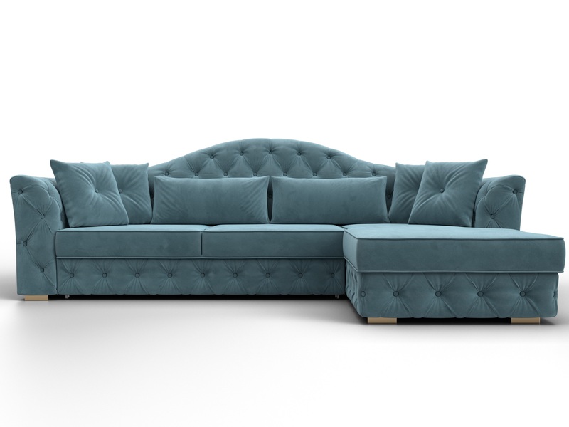 Диван угловой Артис правый угол, Велюр, SEVEN 113 бирюзовый