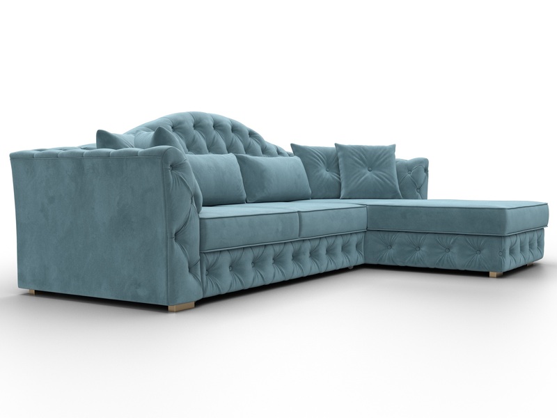 Диван угловой Артис правый угол, Велюр, SEVEN 113 бирюзовый