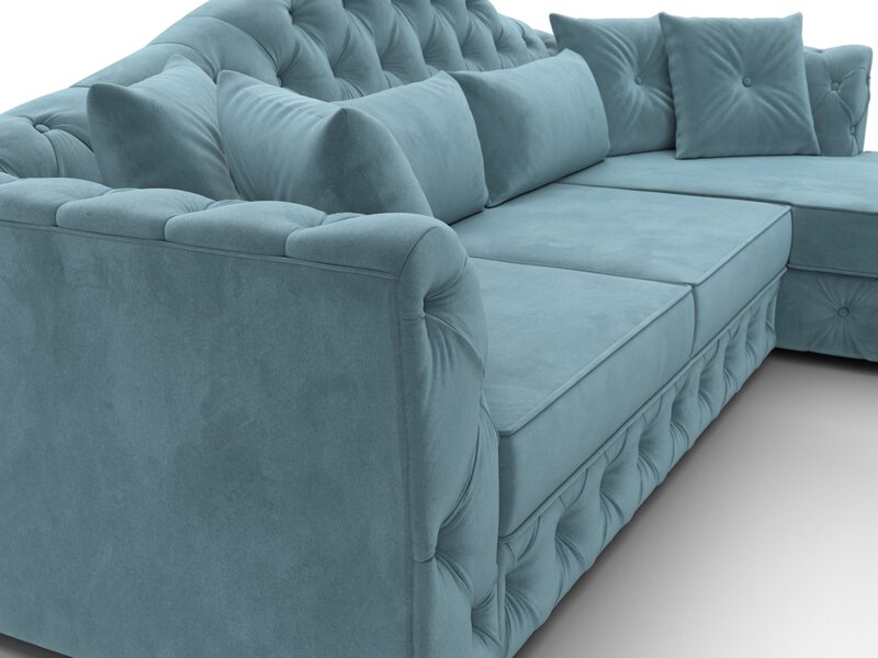 Диван угловой Артис правый угол, Велюр, SEVEN 113 бирюзовый