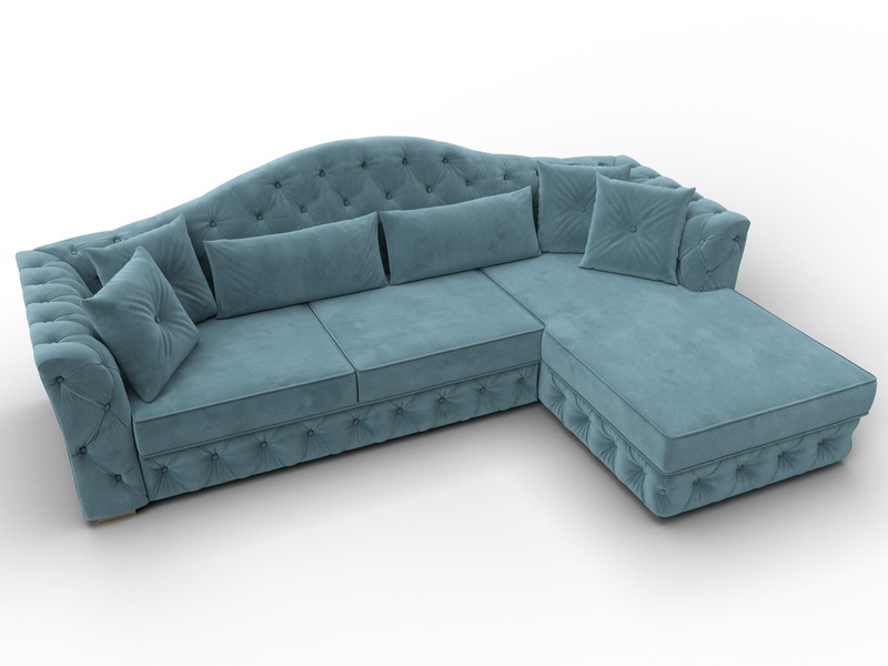Диван угловой Артис правый угол, Велюр, SEVEN 113 бирюзовый