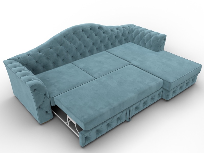 Диван угловой Артис правый угол, Велюр, SEVEN 113 бирюзовый