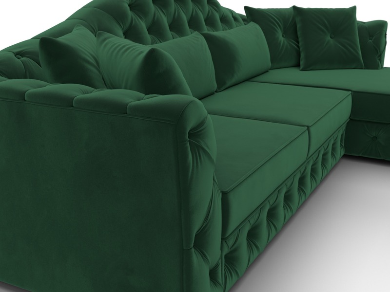 Диван угловой Артис правый угол, Велюр, SEVEN 626 зеленый