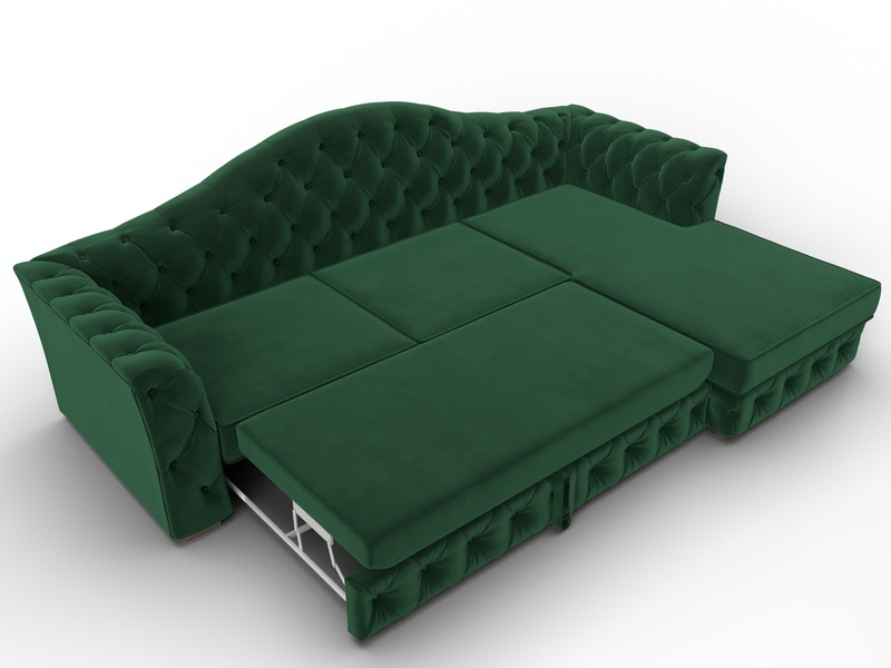 Диван угловой Артис правый угол, Велюр, SEVEN 626 зеленый