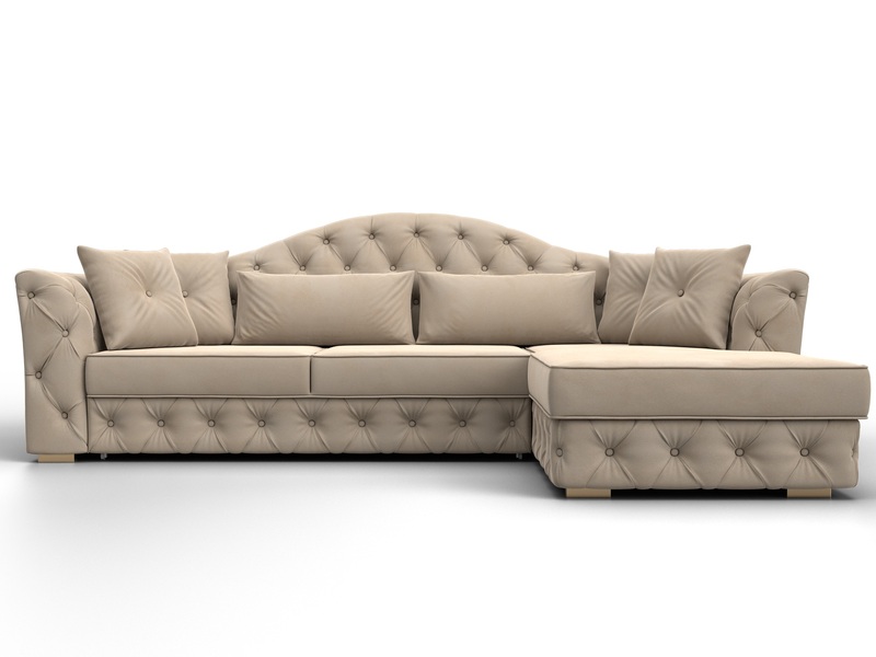 Диван угловой Артис правый угол, Велюр, SEVEN 729 бежевый