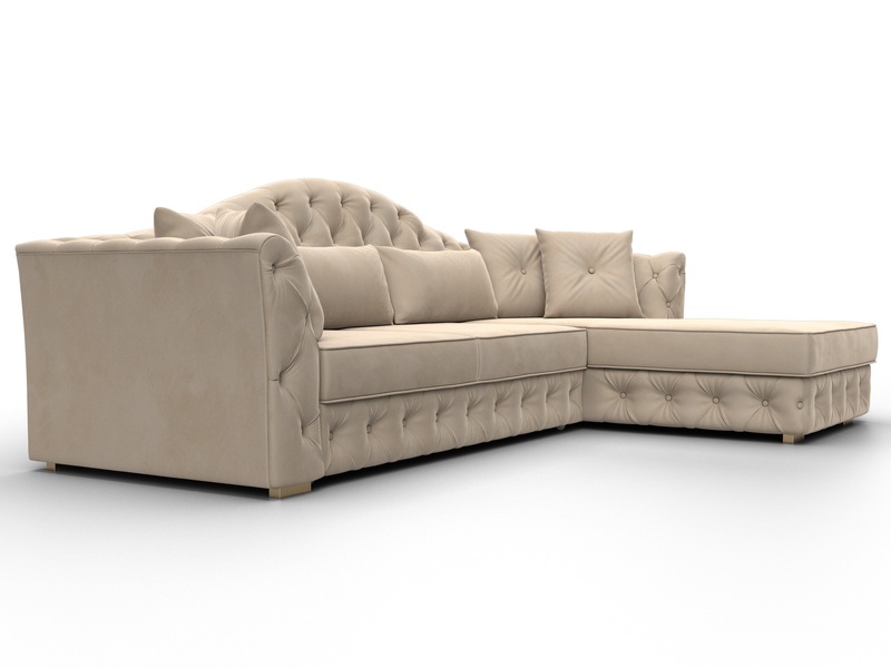 Диван угловой Артис правый угол, Велюр, SEVEN 729 бежевый
