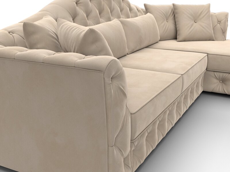 Диван угловой Артис правый угол, Велюр, SEVEN 729 бежевый