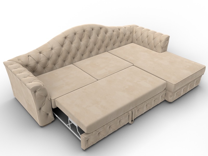 Диван угловой Артис правый угол, Велюр, SEVEN 729 бежевый