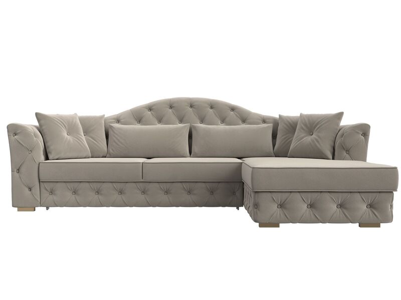 Диван угловой Артис правый угол, Микровельвет, Бежевый