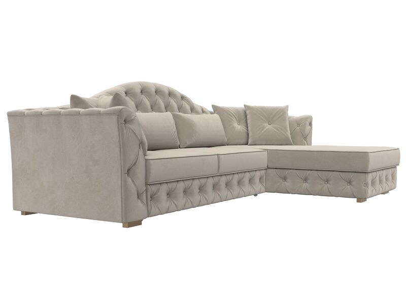 Диван угловой Артис правый угол, Микровельвет, Бежевый