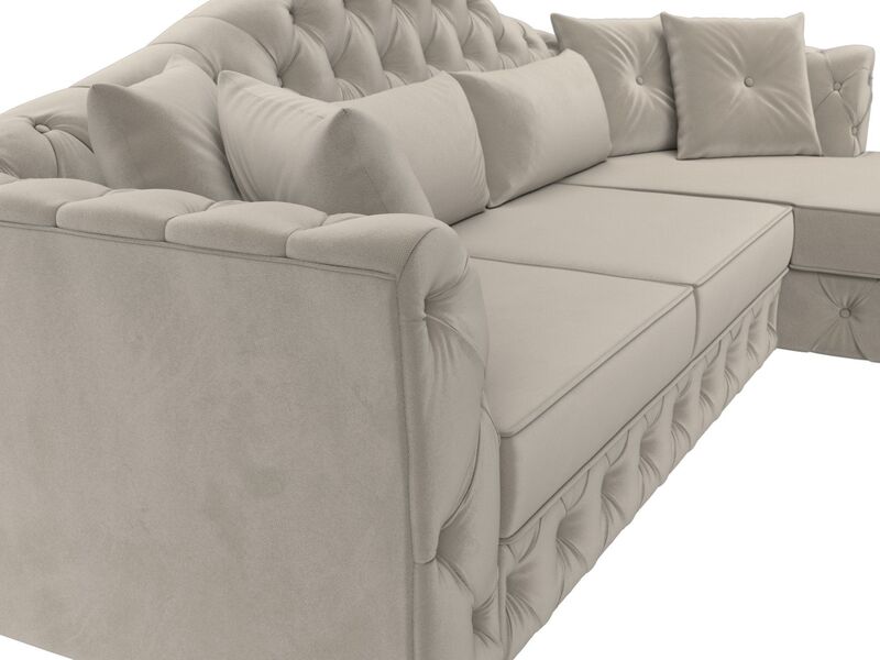 Диван угловой Артис правый угол, Микровельвет, Бежевый