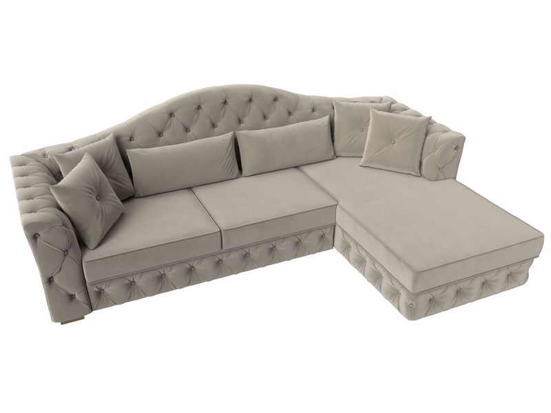 Диван угловой Артис правый угол, Микровельвет, Бежевый