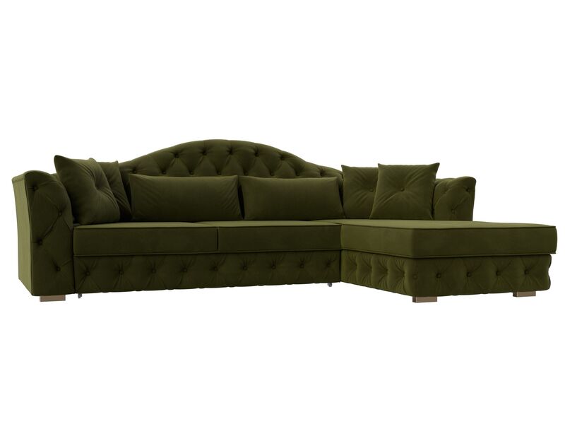 Диван угловой Артис правый угол, Микровельвет, Зеленый