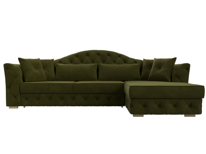 Диван угловой Артис правый угол, Микровельвет, Зеленый