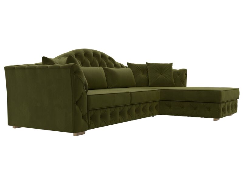 Диван угловой Артис правый угол, Микровельвет, Зеленый