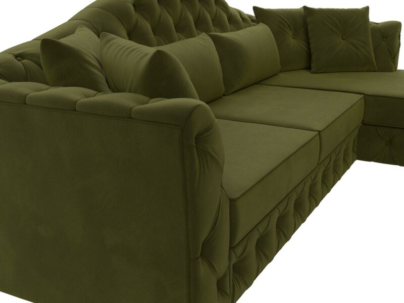 Диван угловой Артис правый угол, Микровельвет, Зеленый