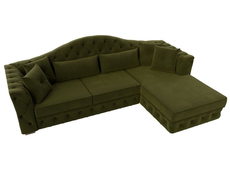 Диван угловой Артис правый угол, Микровельвет, Зеленый